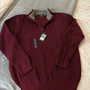 Izod Men's Maroon Zip-Up Sweater